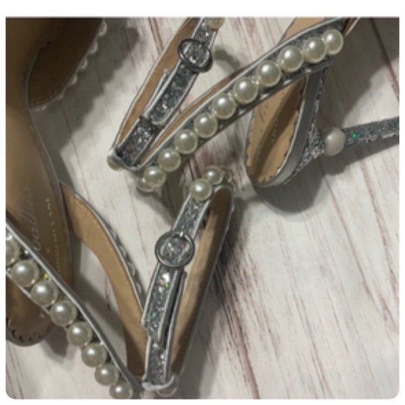 ANTONIO MELANI X NICOLA BATHIE BEBE ANKLE STRAP GLITTER PEARL DETAIL PUMPS NWT - Picture 11 of 13